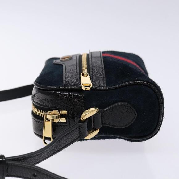 GUCCI Sherry Line Shoulder Bag Suede Navy Gold - Picture 5 of 16